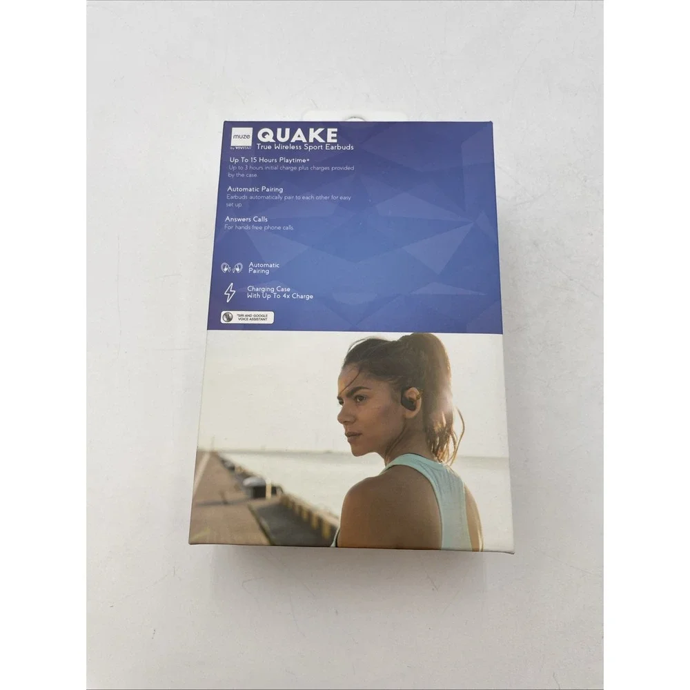 Quake Vivitar Muze BLUETOOTH True Wireless Sport Earbuds With Charging‎ Case NEW